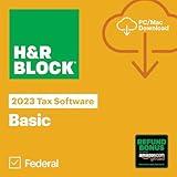 (Old Version) H&R Block Tax Software Basic 2023 with Refund Bonus Offer (Amazon Exclusive) (PC/MAC Download)