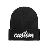 Custom Beanie Hat Personalized Winter Knitted Hat Add Design Your Own Text/Logo/Image Beanie,Winter Hats for Men Women Knitted Print Hat Black