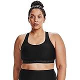 Under Armour Womens Crossback Mid Impact Sports Bra , Black (001)/Jet Gray , Medium