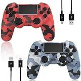 KDYGPDCT 2 Pack Wireless Controller for PS4/Pro/PS3,Wireless Remote Gamepad with 1000mAh Battery | Double Shock | Audio | 6-Axis Motion Sensor | Share Button (Red + Blue)