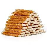 MON2SUN Dog Treats, 5 Inch Rawhide Twist Chicken Hide Sticks, Suitable for Puppy and Small Dogs, 5 Inch (Chicken, Pack of 75)