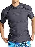 Actleis Men's Short Sleeve Rash Guard, UPF50+ UV Sun Protection Tee Quick Dry Swimming Shirts XL Charcoal Gray