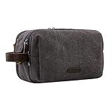 BAGSMART Toiletry Bag for Men, Canvas Travel Toiletry Organizer Dopp Kit Water-resistant Shaving Bag for Toiletries Accessories,Grey-Medium