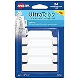 Avery Margin Ultra Tabs, 2.5" x 1", 2-Side Writable, White, 24 Repositionable Page Tabs (74789)