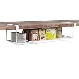 SHINEWON Expandable Under Cabinet Shelf, Extendable Under Shelf Storage with 1.25 Inches Thick Clips for Pantry Cabinet, Laundry Room, Shoe Rack.(White, 1 Pack, Interior: 3.66" H x 8.26" D)
