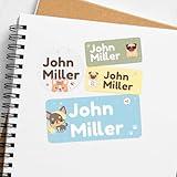 EGD Personalized Name Tag Stickers for Kids (130+ Pack) | Dog Waterproof Labels for School Supplies, Bottles & Lunch Boxes | Custom Vinyl Name Labels for Clothing, Toys & More (G. DOGS)