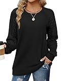 Saloogoe Sweatshirt for Women Crewneck Long Sleeve Tops Winter Clothes Womens Fashion 2023 Black XL