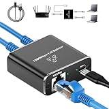 Pushua Gigabit Ethernet Splitter 1 to 2 High Speed(2 Devices Simultaneously Networking), 1000Mbps Internet Splitter 1 in 2 out, LAN Splitter with USB Power Cable, RJ45 Splitter for Cat5/5e/6/7/8 Cable