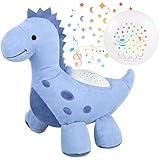 Baby Sleep Soother Cry Sensor Dinosaur Night Light Projector Baby Sound Machine Plush Stuffed Animal Toys for Boys Girls Pillow Ceiling for Toddler Lullabies & White Noise Sound