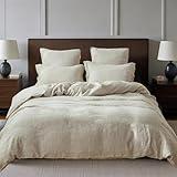 Simple&Opulence 100% Linen Duvet Cover Set, Natural French Flax Duvet Cover Twin Size, Breathable Soft Comfy Linen Bedding Comforter Cover with 1 Pillowcase (68"x86")