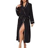 HEARTNICE Women Cozy Robes, Soft Long Sleepwear Comfortable Bathrobe for Women Loose Loungewear Warm (Black,S/M)