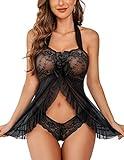 Avidlove Women Lace Lingerie Open Front Babydoll V Neck Nightwear Sexy Chemise Nightie