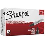 Sharpie Permanent Markers Chisel Tip Marker Set Poster Markers For Wood Plastic And More Black 12 Count