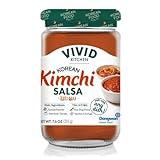 VIVID KITCHEN Kimchi Salsa - Korean Mexican Fusion Condiment - Mild & Hot Flavors - 7.6 oz Bottle - No MSG, No Artificial Preservatives - Plant-Based, Flavorful Salsa for Topping, Cooking, Dipping, and Grilling