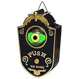 Halloween Doorbell, Animated Eyeball Haunted Doorbell Halloween Decoration with Spooky Sounds, Trick or Treat Event for Halloween Party House Decor, Black