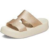 Crocs Getaway Platform H-Strap, Wedge Sandals for Women, Stucco, Numeric_8