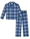 Sleep On It Boys Pajamas Set 2 Piece Button Front Pajama Shirt and Pants Sets for Kids Blue Plaid