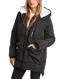 Steve Madden womens Steve Madden Women's Puffer Parka Jacket Down Alternative Coat, Black Two, Medium US