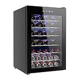 EUHOMY 45 Bottle Wine Cooler Refrigerator, Small Built-in Wine Fridge for Red, White and Champagne, 4.5 Cu.ft Mini Fridge with Adjust Temperature, Black
