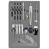 Mr. Pen- Professional Geometry Set, 17 pcs, Silver Geometry Kit for Artists, Metal Rulers and Compasses, Mechanical Pencil Set, Drafting Tools & Drafting kits, Christmas Gift