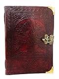 Leather Celtic Tree of Life Book of Shadows Blank Spell Book Wicca (Brown Large)