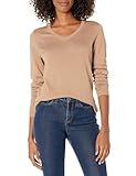 Amazon Essentials Women's Classic-Fit Lightweight Long-Sleeve V-Neck Sweater (Available in Plus Size), Camel Heather, Small