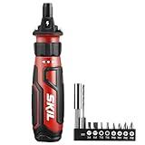 SKIL Rechargeable 4V Cordless Screwdriver with Circuit Sensor Technology, Includes 9pcs Bit, 1pc Bit Holder, USB Charging Cable - SD561201, Red