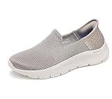 Skechers Women's Hands Free Slip-Ins Go Walk Flex-Relish Sneaker, Taupe/Blue, 9.5