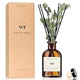 WEALD TRIBE Flower Reed Diffuser Set Eucalyptus & Lavender Scent For Bathroom Accessories Shelf Decor & Air Fresheners, Sticks Defusers With 4.0 fl oz Essential Oils, House Bedroom Office Decor & Gift