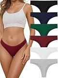 Vevmon Cotton Thongs for Women， Seamless Womens Underwear Breathable Briefs Comfortable Panties 6 pack