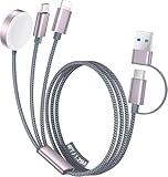 Temdan for Apple Watch Charger,3 in 2 USB C Cable for iPhone 16 Charger/Type C/Lightning,Multi Charging Cable Cord,Portable Travel Essentials Designed for iWatch Ultra/SE/10-1&iPhone 16-12-4FT