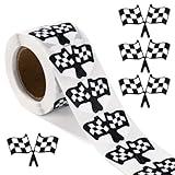 500pcs Checkered Flags Sticker, Coated Paper Self Adhesive Checkered Stickers 1.5x0.94in Black White Checkered Flag Stickers Racing Checkered Flag Decal for Racing Car Theme Decoration