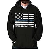 Brisco Brands Blue Line US Flag Honor Protect Serve Hoodie Sweatshirt Women Men