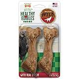 Nylabone Healthy Edibles WILD Natural Long-Lasting Bison Flavor Bone Chew Treats for Dogs, Medium (2 Count)