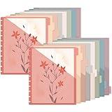 16 Pcs Discbound Pocket Dividers 8.5 x 11 Dividers with Tabs and Pockets Discbound Pocket Folders Letter Size Binder Divider Plastic Disc Planner Supplies for Business School Office(Vintage)