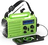 Emergency Weather Radio, 5 Ways Powered Crank Solar Radio, Portable AM/FM/SW/NOAA Weather Radio Battery Operated with Cellphone Charger, Camping Flashlight, Reading Lamp, SOS Alarm for Home Outdoor