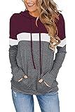 Lylinan Womens Tops Trendy Casual Shirts Hoodies for Women Long Sleeve Tunics Ladies Blouses Fall Fashion Clothing 2024 Style Spring Workout Sweatshirts Fuchsia Grey Large