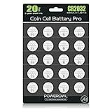 POWEROWL High Capacity CR2032 Battery (20-Pack) 3v Lithium Batteries, Leak-Free, Long Lasting Cr 2032