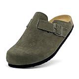 Kids Suede Clogs Boys Girls Sandals Cork Footbed Toddler Slip-on Slippers Indoor Outdoor Cute Sandals Classic Adjustable Buckle Grey