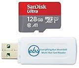 SanDisk Ultra MicroSD 128GB Card for Samsung Galaxy Tablets Works with Tab A7 Lite, Tab S7 FE, Tab S7 FE 5G (SDSQUA4-128G-GN6MN) Bundle with (1) Everything But Stromboli SD & SDXC Memory Card Reader