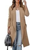 ANRABESS Women's Long Cardigan Sweater 2024 Fall Fashion Casual Oversized Knit Open Front Coatigan Jacket Coat Trendy Outfits Khaki Large