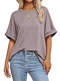 ATHMILE Plus Size Tshirts for Women Loose Fit Beach Fashion Short Sleeve Summer Casual Blouse 2025 Y2K Tee Tops Gray Purple