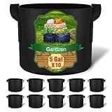 Gardzen 10-Pack 5 Gallon Grow Bags, 300G Thickened Aeration Fabric Pots with Handles, Heavy Duty Cloth Pots for Plants