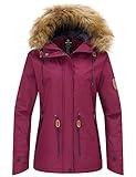 wantdo Women's Waterproof Ski Jacket Fleece Warm Coats Snowboading Outerwear Wine Red XL