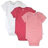 HonestBaby Multipack Short Sleeve Bodysuits One-Piece 100% Organic Cotton for Infant Baby Boys, Girls, Unisex, 3-Pack Ombre Pink Rose, 3-6 Months
