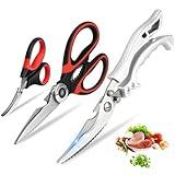 Kitchen Scissors Set Poultry Shears - Heavy Duty Kitchen Shears All Purpose With Anti-Slip Handle & Safety Lock, Stainless Steel Cooking Scissors for Meat, Bone, Poultry-3 Pack