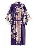 Applesauce - 838B - Plus Size Women's Kimono Long Robe - Boho Floral (One-Size fits most US 1X 2X 3X) (Peacock - Dusty Purple)