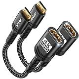 JSAUX Mini HDMI to HDMI Adapter 2pack, Mini HDMI Male to HDMI Female Cable with 4K 60Hz HDR 3D 18Gbps Dolby, Compatible with DSLR, Camcorder, Graphics Card, Raspberry Pi Zero W,Laptop,Tablet-Black