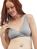 Motherhood Maternity Women's Soft Cotton Spandex Wrap Front Maternity & Nursing Sleep Bralette Bra S-3X, Grey 1 Pack, Medium