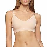 Calvin Klein Invisibles Comfort Lightly Lined Seamless Wireless Triangle Bralette Bra, Bare, Medium